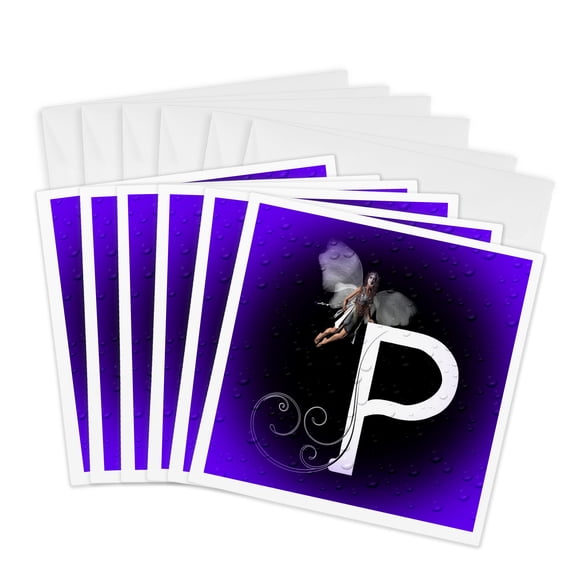 3drose, Letter P, 6 Greeting Cards with Envelopes