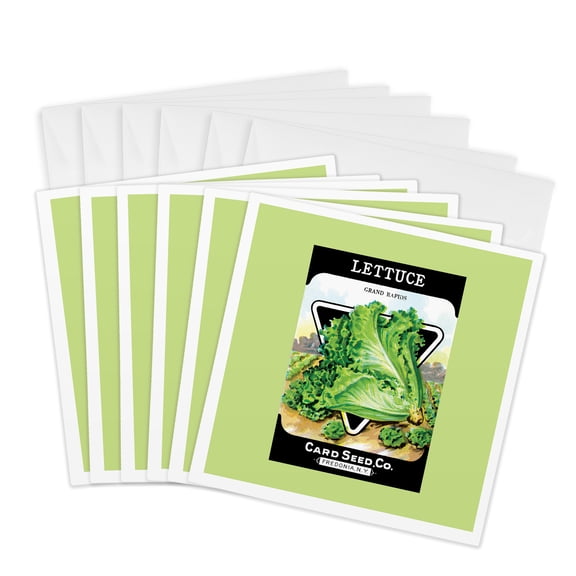 3drose, Lettuce Grand Rapids Card Seed Company Fredonia Ny, 6 Greeting Cards with Envelopes