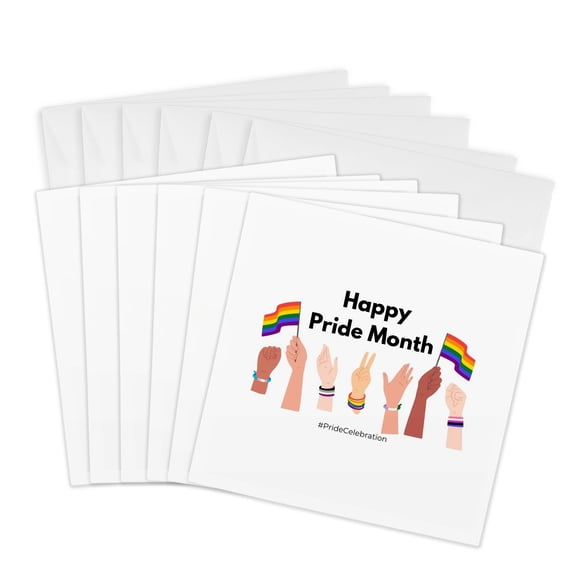 3drose, Lgbtq Pride Month Festive Graphic, 6 Greeting Cards with Envelopes