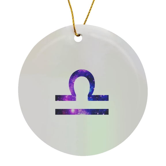 3drose, Libra Horoscope Symbol - Purple Zodiac Glyph Astrological Star Sign, Circle Porcelain Ornament