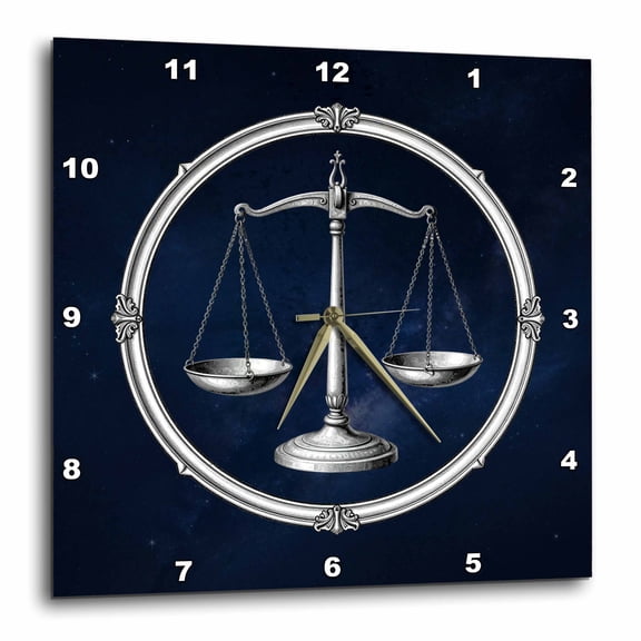 3drose, Libra Zodiac Scales Celestial Vintage Astrology Art, 10x10 Wall Clock