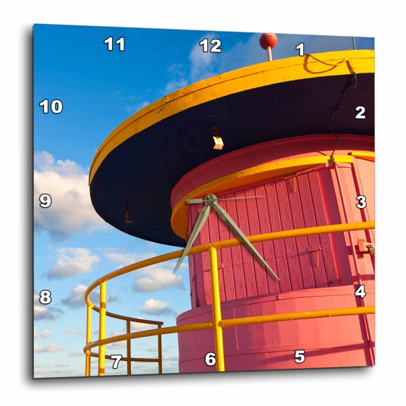 3drose, Lifeguard Hut, South Beach, Miami, Florida, Us, 13x13 Wall Clock