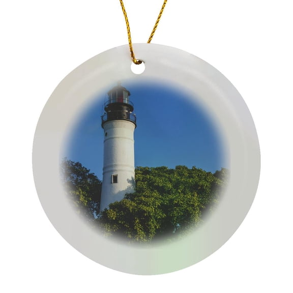 3drose, Lighthouse in Key West, Florida, Usa, Circle Porcelain Ornament