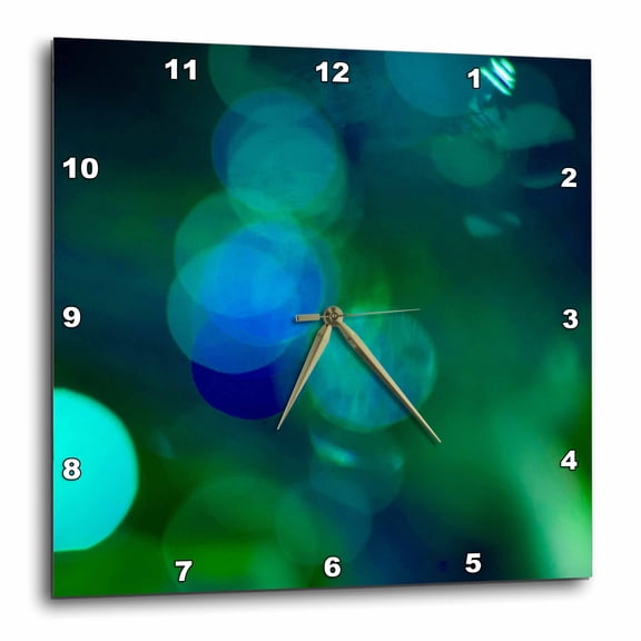 3drose, Lights Bouncing in Green and Blue Circles, 15x15 Wall Clock