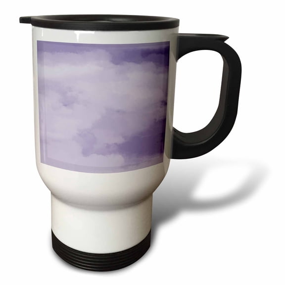 3drose, Lilac Purple and White Clouds, 14oz Stainless Steel Travel Mug