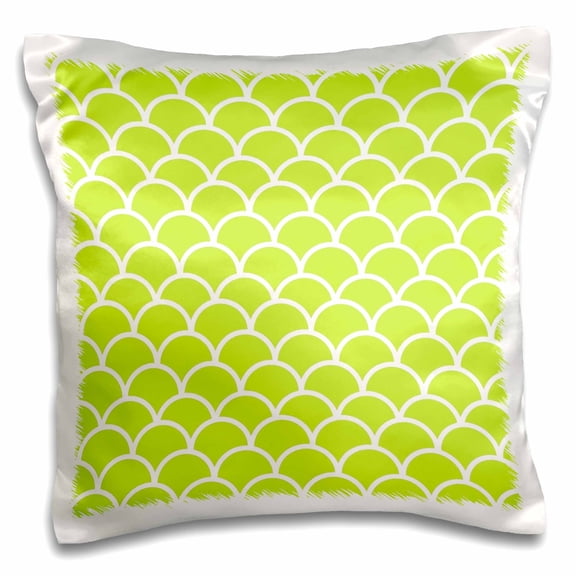 3drose, Lime Green Fish Scale Pattern - Japanese Style Fishscales - Contemporary Modern Fishscale, 16x16 inch Pillow Case