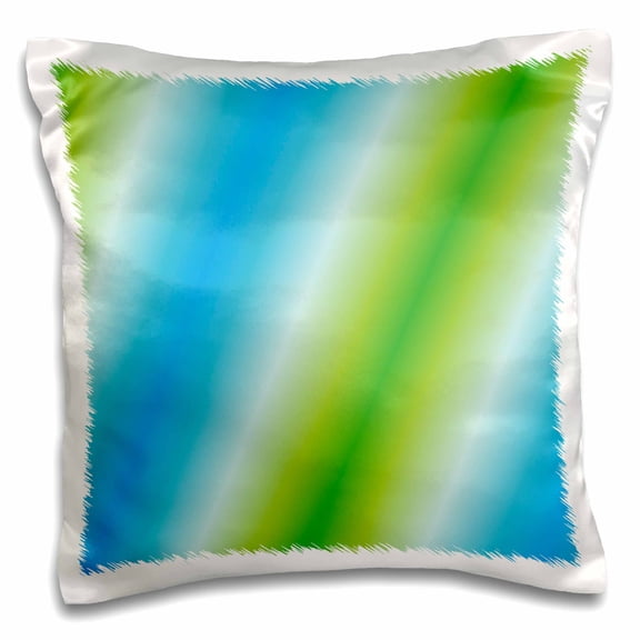 3drose, Lime to Turquoise Stripes, 16x16 inch Pillow Case