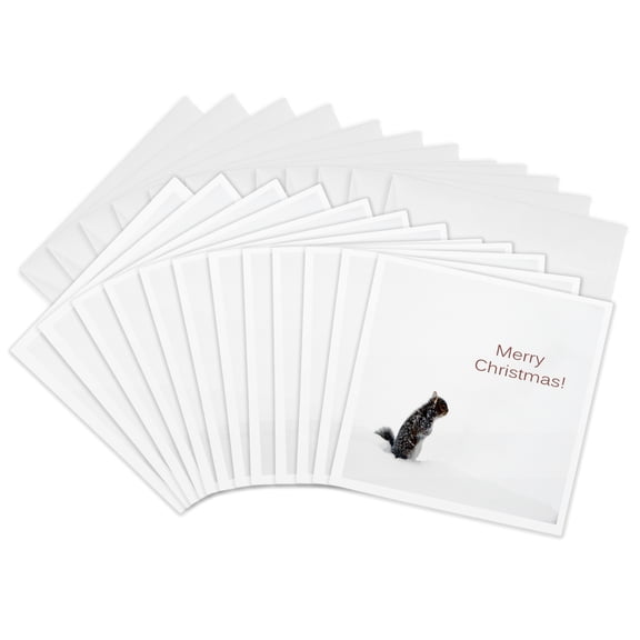 3drose, Little Squirrel on a Winters Day, Merry Christmas, 12 Greeting Cards with Envelopes