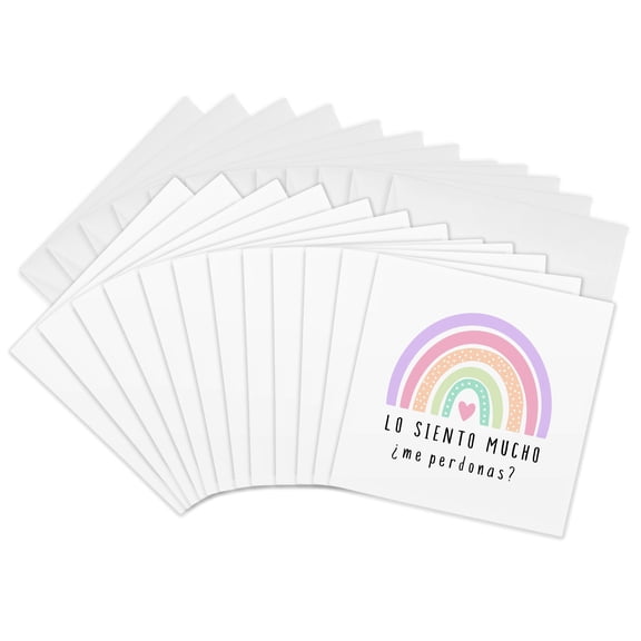 3drose, Lo Siento Mucho Me Perdonas Im Very Sorry Forgive Me Spanish Rainbow, 12 Greeting Cards with Envelopes