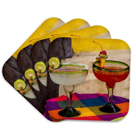 3drose, Local Drinks on Table Tlaquepaque, Near Guadalajara, Jalisco, Mexico., Set of 4 Coasters - Soft