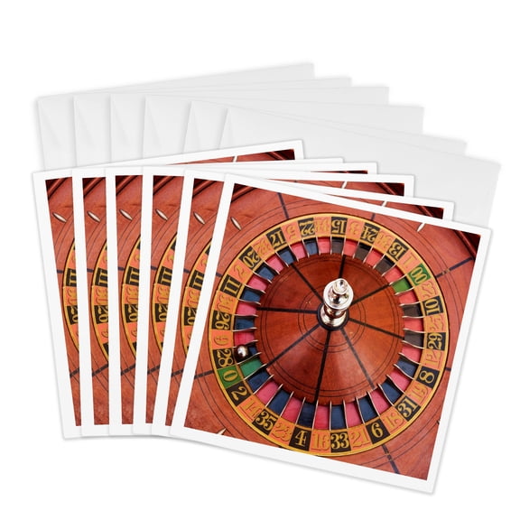 3drose, Looking down at a Roulette Wheel, 6 Greeting Cards with Envelopes