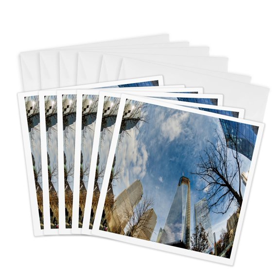 3drose, Looking up in Nyc at the Sky, Buildings and Trees, 6 Greeting Cards with Envelopes
