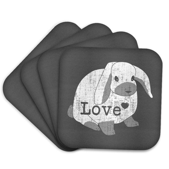 3drose, Love Lop Rabbit Distressed, Set of 4 Coasters - Soft