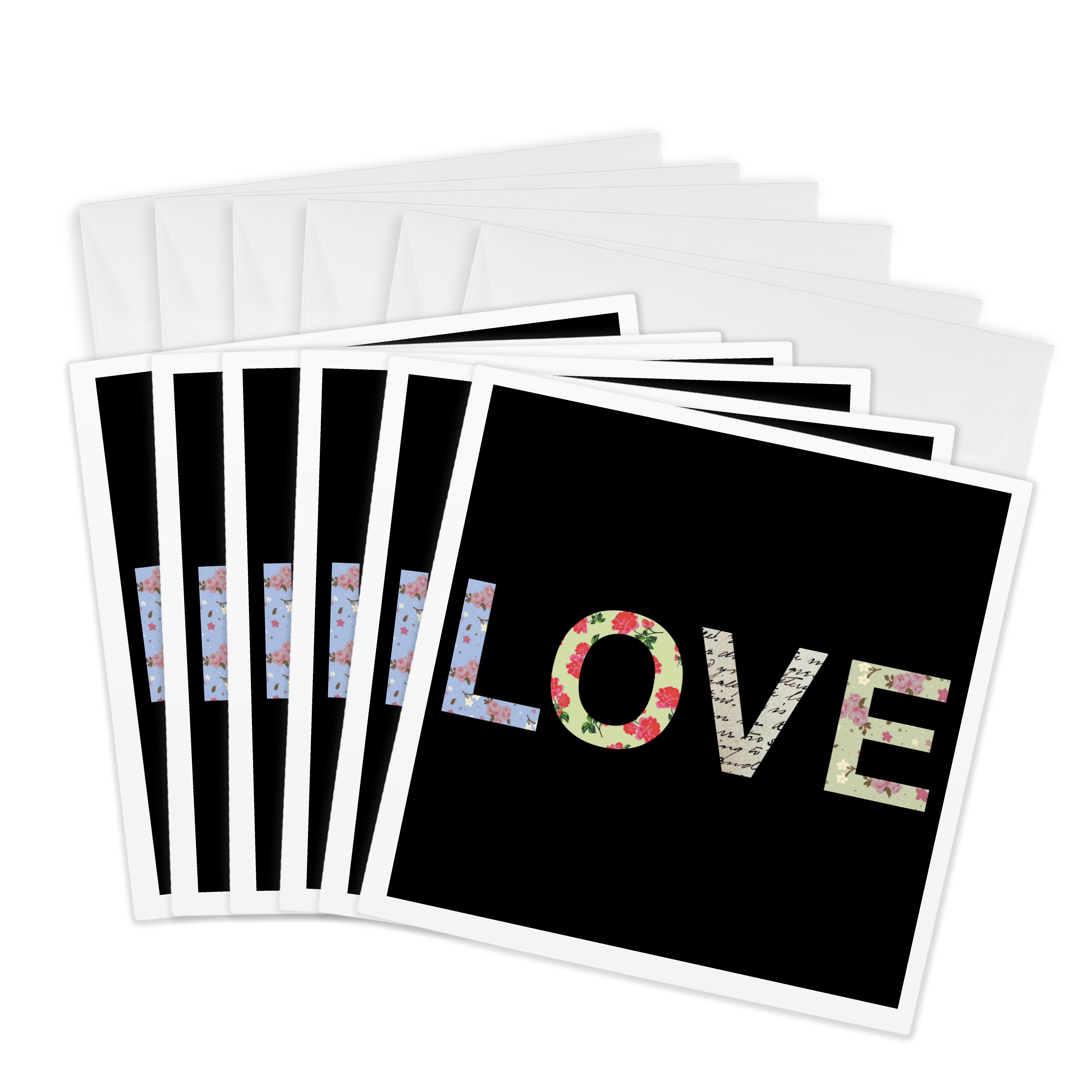 3drose, Love - Romantic Modern Floral Typography - Girly Flowery Black ...