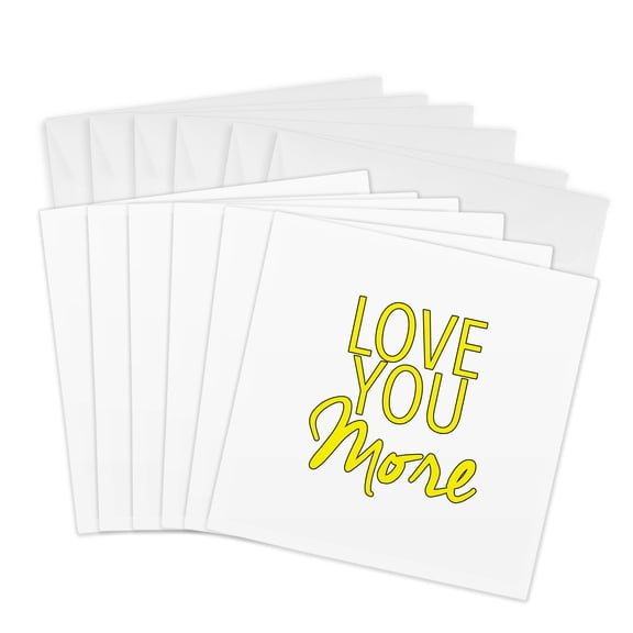 3drose, Love You More Yellow, 6 Greeting Cards with Envelopes