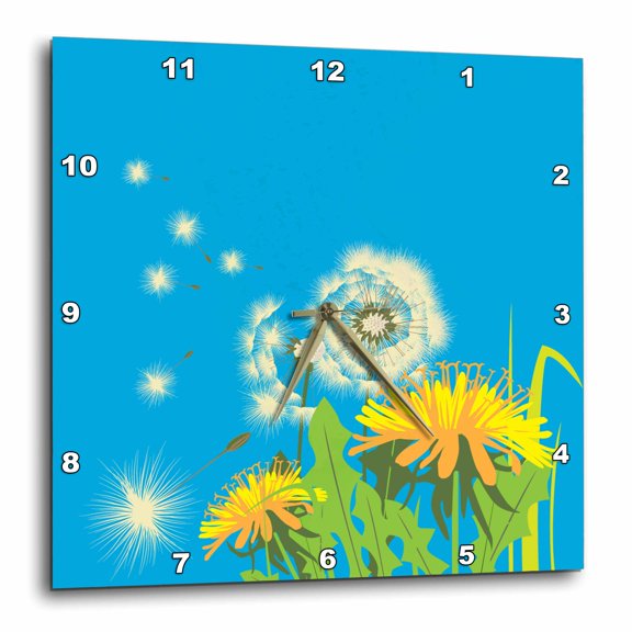 3drose, Lovely Dandelions Vector Floral Summer Design, 10x10 Wall Clock