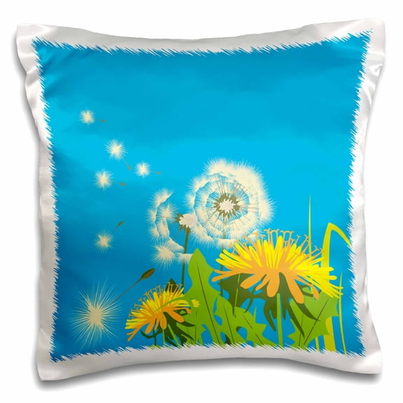 3drose, Lovely Dandelions Vector Floral Summer Design, 16x16 inch Pillow Case