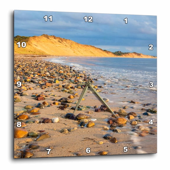 3drose, Low Tide on Duck Harbor Beach in Wellfleet, Massachusetts, 15x15 Wall Clock