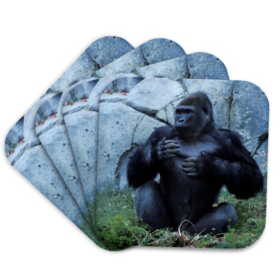 3drose, Lowland Gorila, Gorilla Gorilla.central West African Rainforest, Set of 4 Coasters - Soft