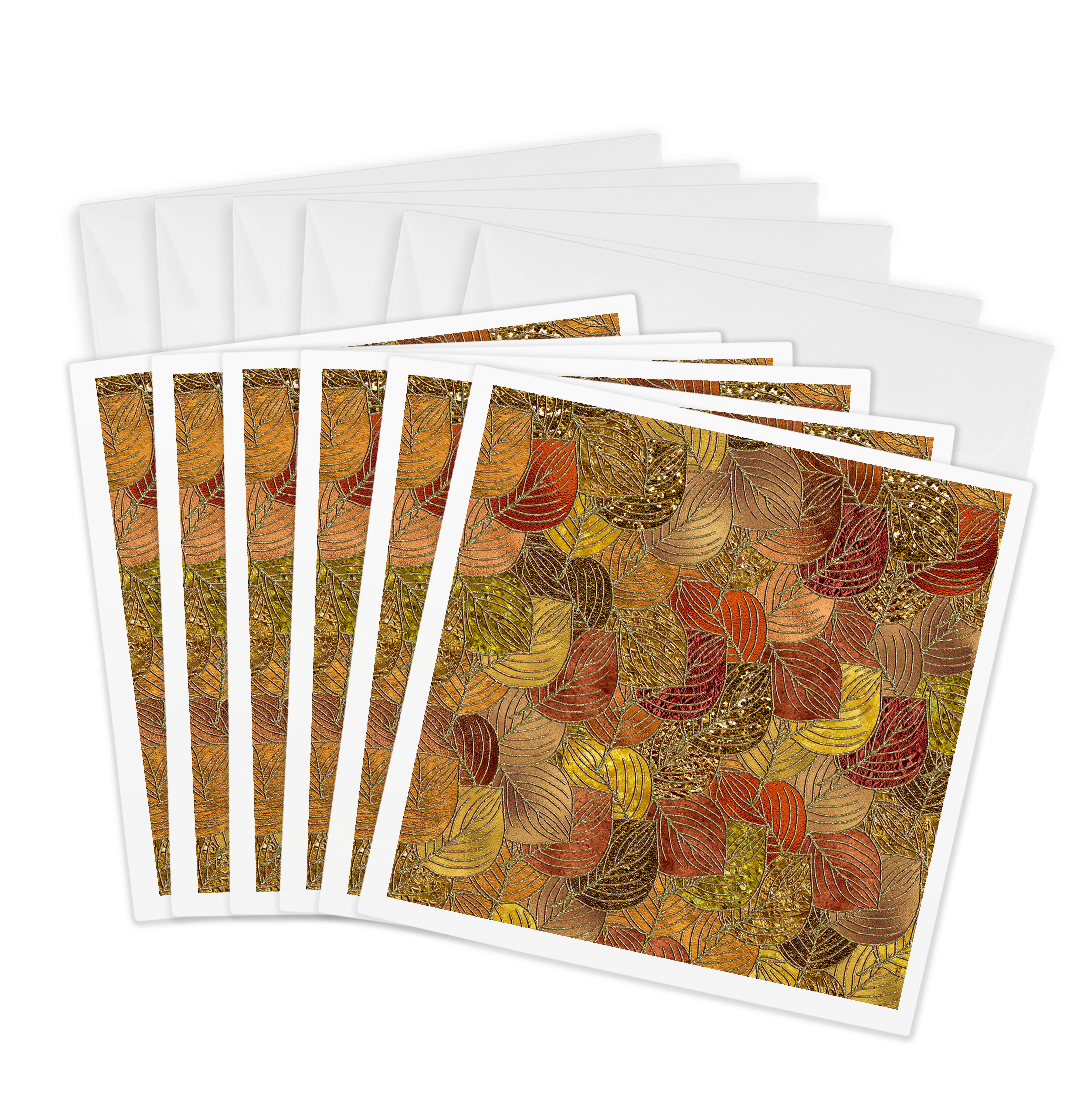 3drose, Luxury Gold Faux Metal Foil Glitter Autumnal Foliage Leaf ...