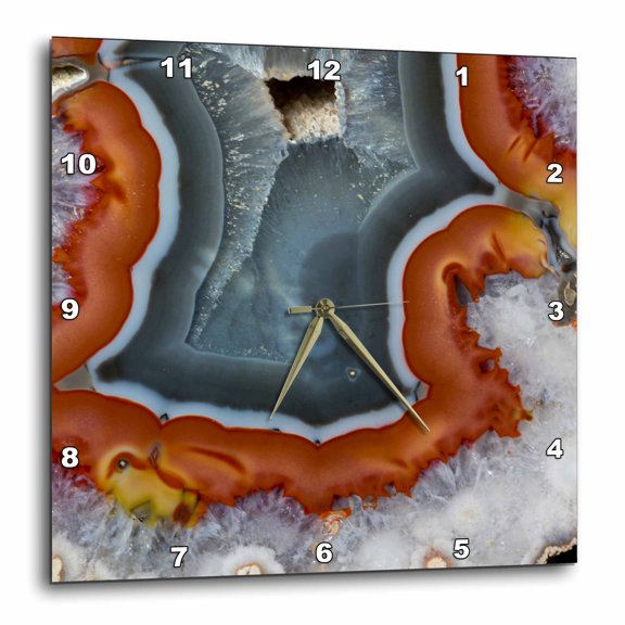 3drose, Macro, Banded Agate, Quartzsite, Rust Color, 15x15 Wall Clock