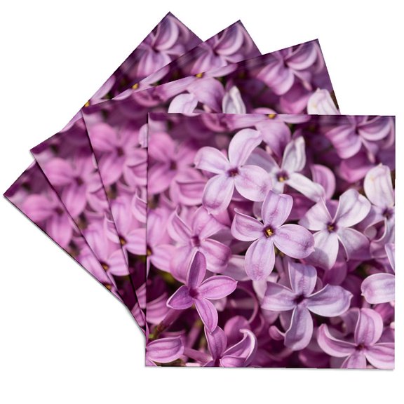 3drose, Macro View of a Dark Pink Lilac Flowers. Delicate Beauty of Spring, Set of 4 Ceramic Tile Coasters