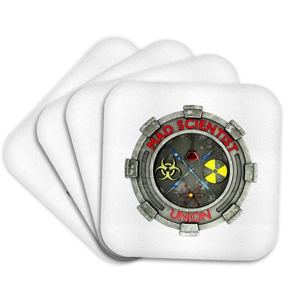 3drose, Mad Scientiest Union, Fun Geek Symbol for Any Nerd or Scientist., Set of 4 Coasters - Soft