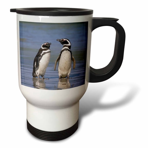 3drose, Magellanic Penguins Rest Together on the Beach - Sa09 Hro0010 - Hugh Rose, 14oz Stainless Steel Travel Mug