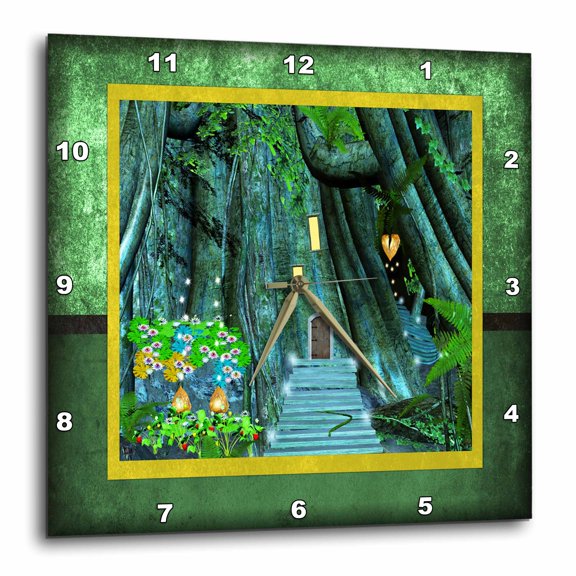 3drose, Magic Forest Pathway, 10x10 Wall Clock