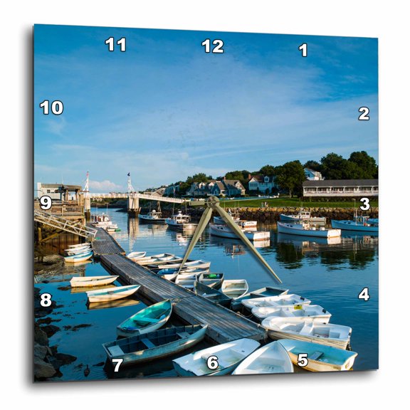 3drose, Maine, Ogunquit, Perkins Cove, Boat Harbor, 15x15 Wall Clock