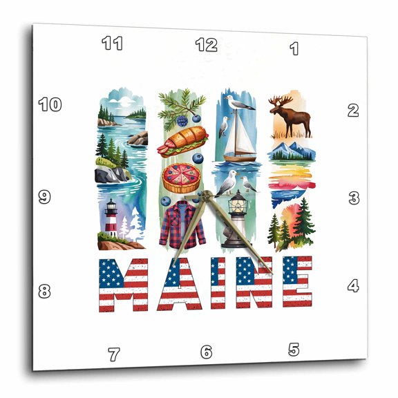 3drose, Maine State. Usa. Four Brushstrokes. Particular Aspects. Pleasant, 15x15 Wall Clock