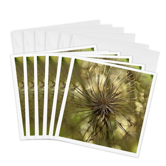 3drose, Make a Wish Wildflower Seed Head Art, 6 Greeting Cards with Envelopes