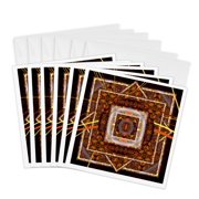 3drose, Mandala 30 Earth Zen Innerbalance Orange Brown Peace Harmony, 6 Greeting Cards with Envelopes