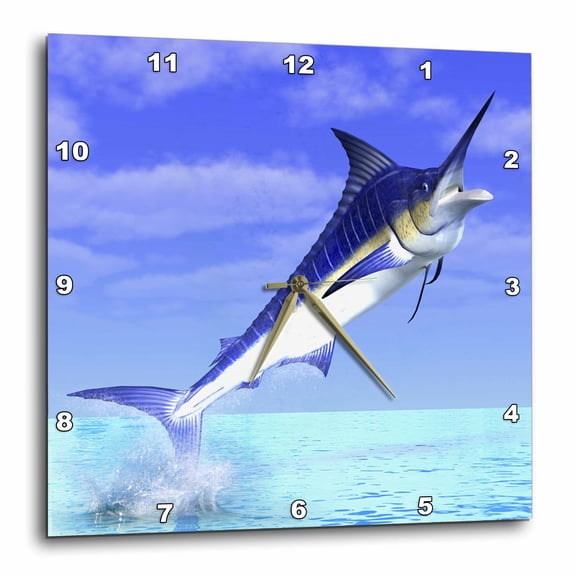 3drose, Marlin Fish Coming Out of the Water, 10x10 Wall Clock