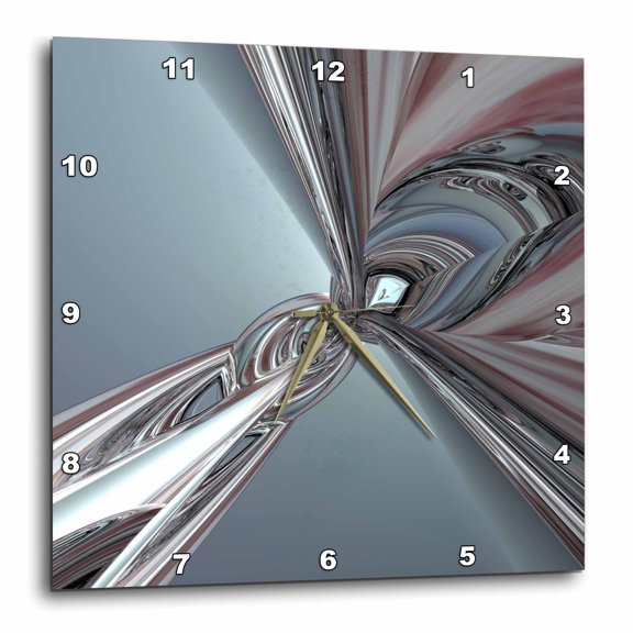 3drose, Maroon Twist Shades of Maroon and Gray Twisted Metals Reflecting, 10x10 Wall Clock