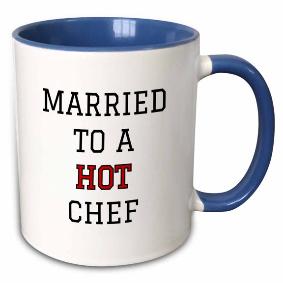 3drose, Married to a Hot Chef Typography Design, 11oz Two-tone Blue Mug