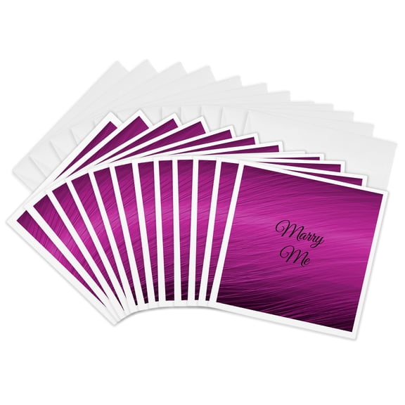 3drose, Marry Me Letters with Purple Background, 12 Greeting Cards with Envelopes
