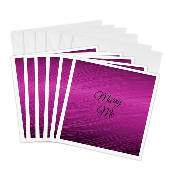 3drose, Marry Me Letters with Purple Background, 6 Greeting Cards with Envelopes