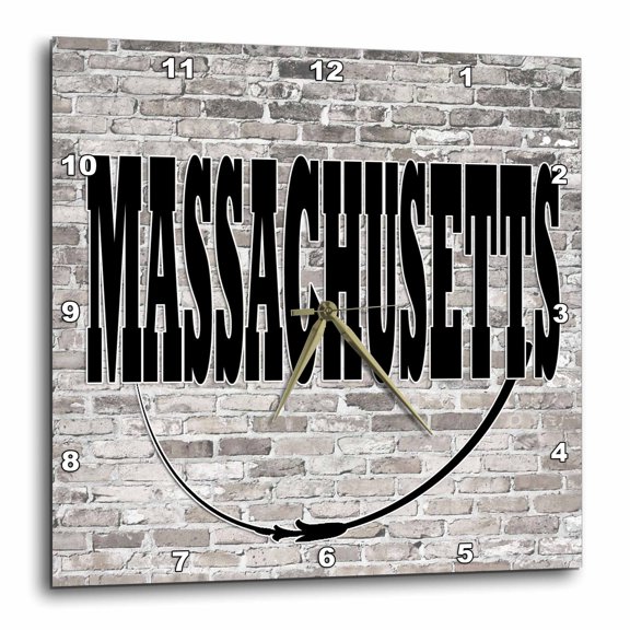 3drose, Massachusetts. State Capital Is Boston., 15x15 Wall Clock