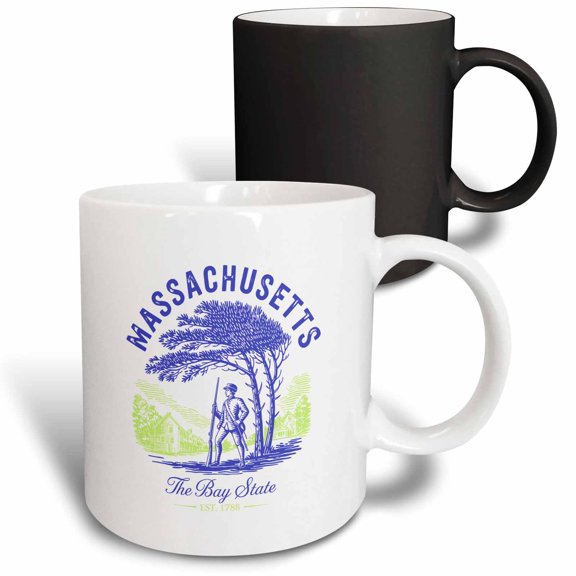 3drose, Massachusetts State, the Usa. the Bay State. Established in 1788, 11oz Magic Transforming Mug