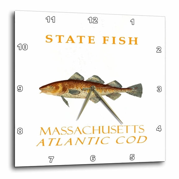 3drose, Massachusetts Territory Fish the Atlantic Cod, 13x13 Wall Clock
