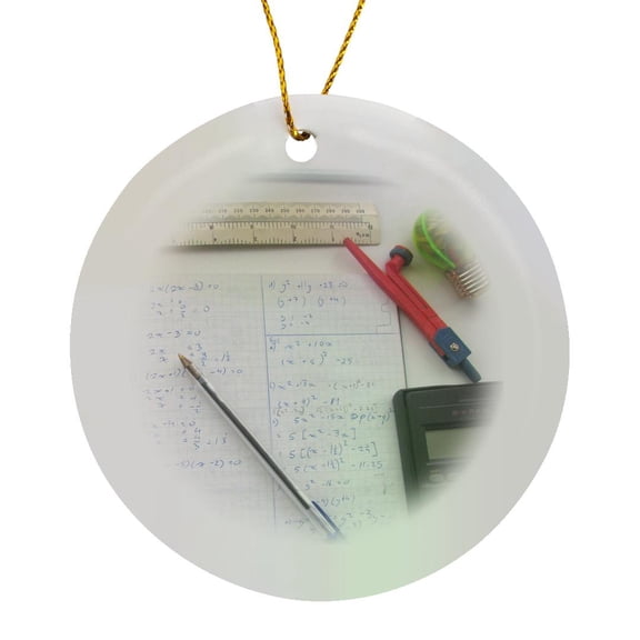 3drose, Math Photography - Mathematics Equations Calculator - for Maths Nerd Teacher Geek Tutor Student, Circle Porcelain Ornament