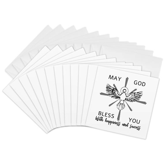 3drose, May God Bless You with Happiness and Success. Cool Blessings Gift, 12 Greeting Cards with Envelopes