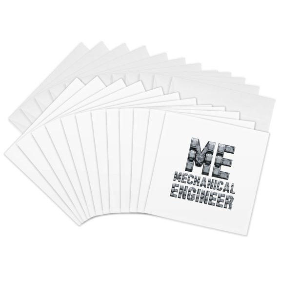 3drose, Me Mechanical Engineer Stylish 3d Text of Gray Color on White, 12 Greeting Cards with Envelopes