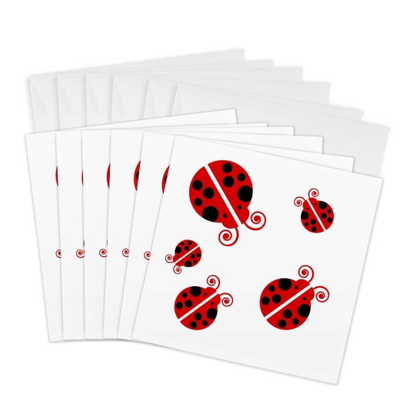 3drose, Mess of Ladybugs, 6 Greeting Cards with Envelopes