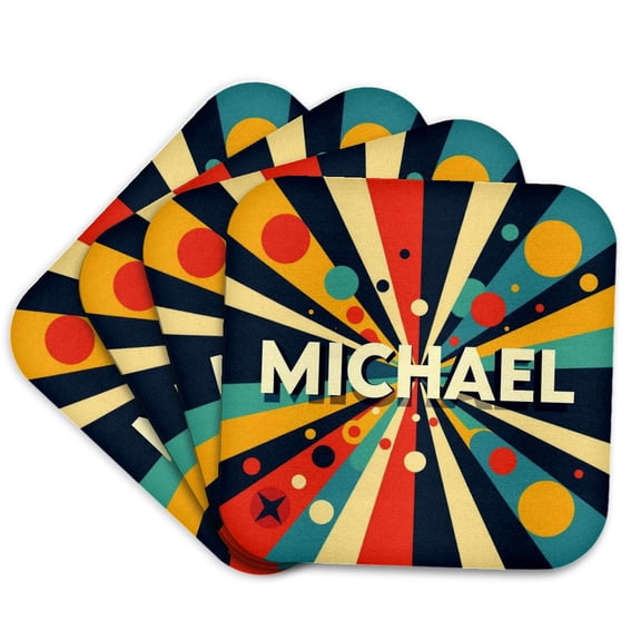 3drose, Michael Male Name. Contemporary Abstract Art Background. Chic Gift, Set of 4 Coasters - Soft
