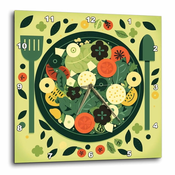 3drose, Mid-century Modern Style Enhances Salad Allure, 15x15 Wall Clock