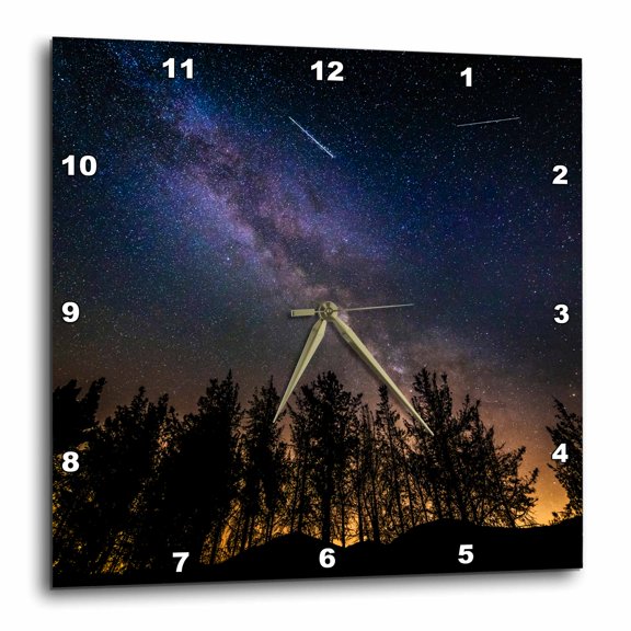 3drose, Milky Way, Perseids Meteors over Rose Valley, Los Padres Nf, Ca, Usa., 10x10 Wall Clock