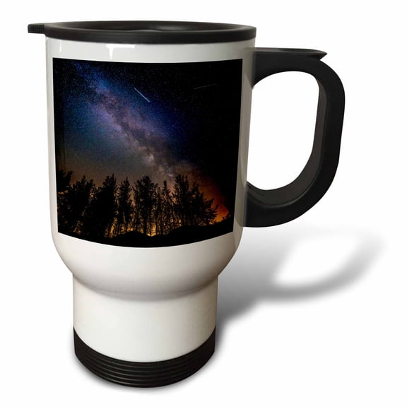 3drose, Milky Way, Perseids Meteors over Rose Valley, Los Padres Nf, Ca, Usa., 14oz Stainless Steel Travel Mug