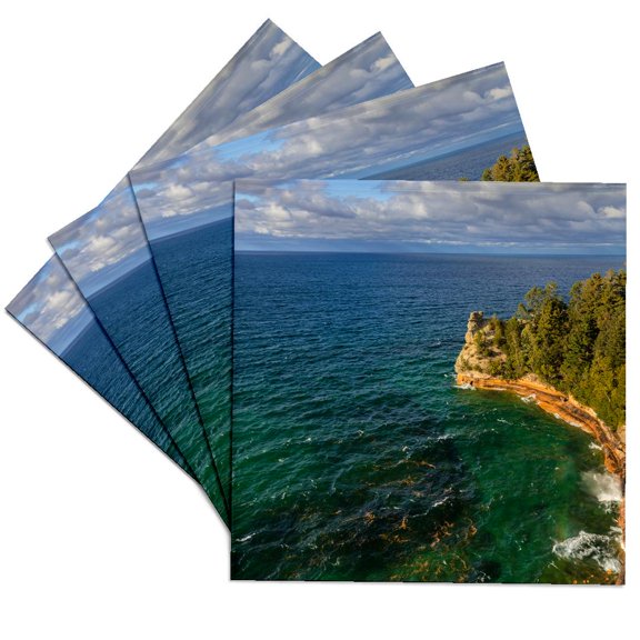 3drose, Miners Castle on Lake Superior, Pictured Rocks Lakeshore, Michigan, Set of 4 Ceramic Tile Coasters
